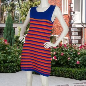 Miss Wu Stripe Merino Wool Mini Dress M Bold Chic Sleeveless